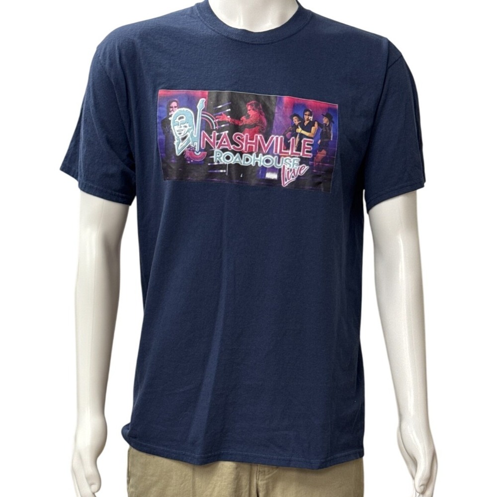 Port & Company Mens Graphic Print Nashville Roadhouse Tee Size L Short Sleeve